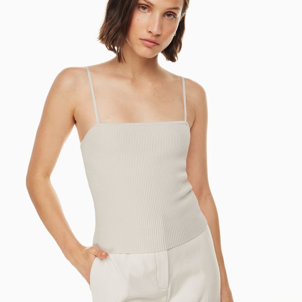 Aritzia Babaton Sculpt Knit Cami Tank in Matte Pearl Size M